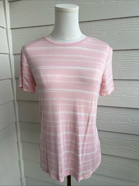 Nine West - Essential Short-Sleeve Crewneck Tee (Blush Stripe)